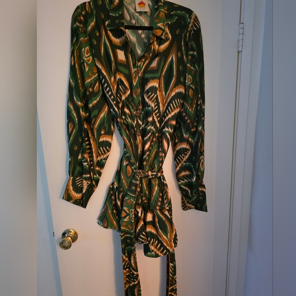 Farm Rio Pineapple Ikat Long Sleeve Minidress - Picture 8 of 10